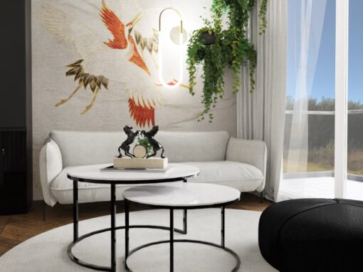 Projekt wnętrza kawalerki 37 m2 – Miasteczko Siewierz Jeziorna